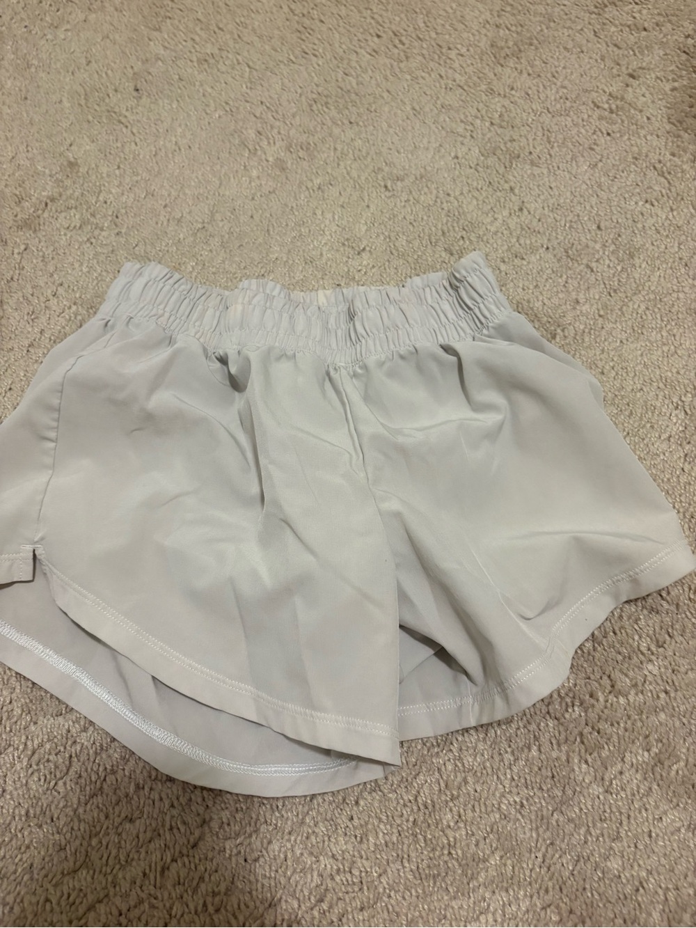 Girls' Light Gray Athletic Shorts with Elastic Waist